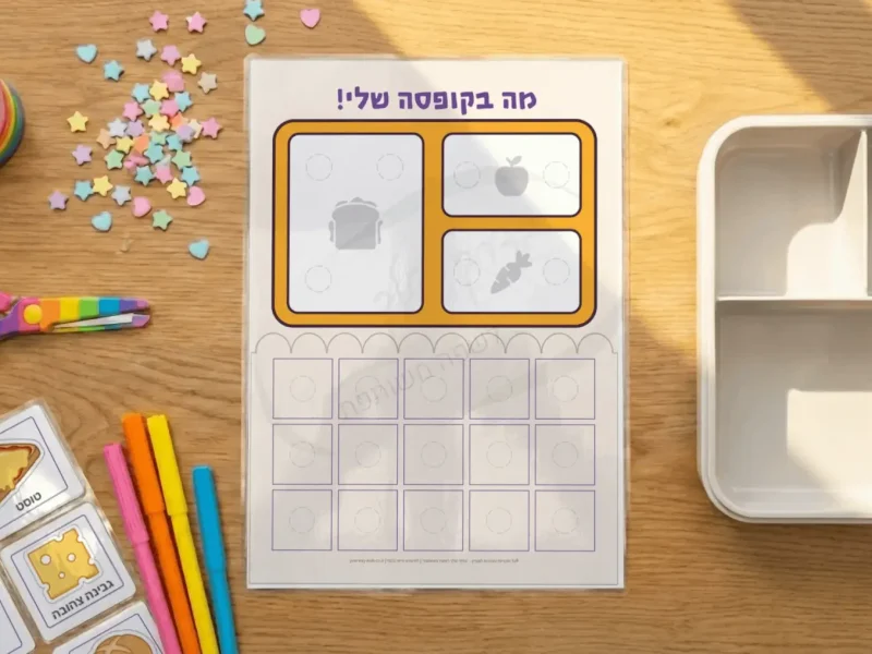 תמונת מוצר - מה בקופסא שלי! לוח לתכנון ארוחת עשר לילדים